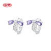 Pendientes de plata 925 con forma de animal | Pendientes Huggie con mariposa de circonita morada para mujer