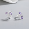 Pendientes de plata 925 con forma de animal | Pendientes Huggie con mariposa de circonita morada para mujer