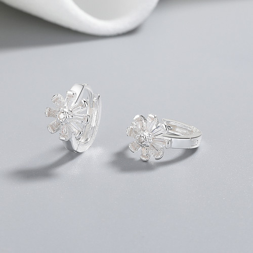 Proveedores de pendientes de plata 925 | Joyería para mujer con margaritas y circonitas blancas