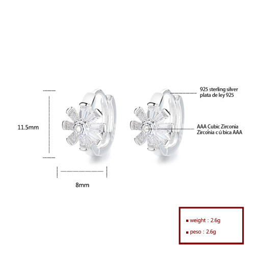 Proveedores de pendientes de plata 925 | Joyería para mujer con margaritas y circonitas blancas