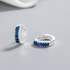 Pendientes de plata de ley con circonitas cúbicas al por mayor | Pendientes Huggie con diseño geométrico de bloques azules para mujer