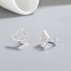 Pendientes Huggies Geométricos de Plata | Pendientes de Plata 925 con Nicho de Circonita Blanca
