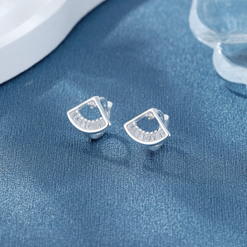 Silver Geometry Huggies Earrings | White Zircon Niche 925 Silver Jewelry Earrings