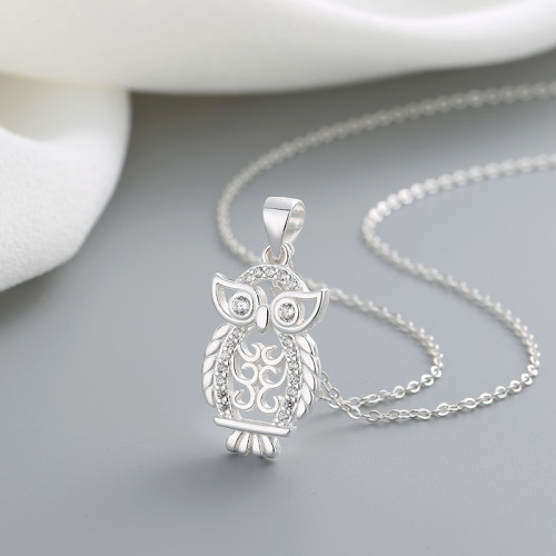 925 Silver Necklace Manufacturer | Owl Animal Pendant Necklace Ladies' Jewelry