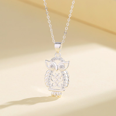 925 Silver Necklace Manufacturer | Owl Animal Pendant Necklace Ladies' Jewelry