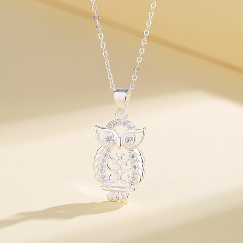 925 Silver Necklace Manufacturer | Owl Animal Pendant Necklace Ladies' Jewelry