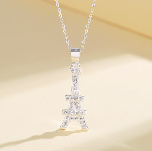 Necklace Custom Design Wholesale | Vintage Design Of Iron Tower 925 Silver Jewelry Chain Necklace