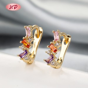 Colorful Geometric Irregular 18k Gold - Plated Zircon Earrings | Wholesale Trendy Fashion Jewelry