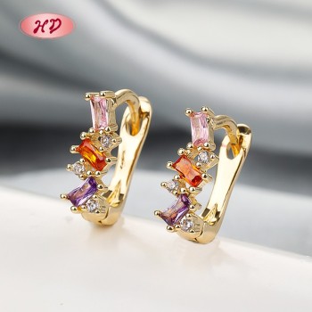 Fashion Jewelry Geometric Earrings | 18k Gold Plated Trendy Claw Setting | Wholesale Luxury Design