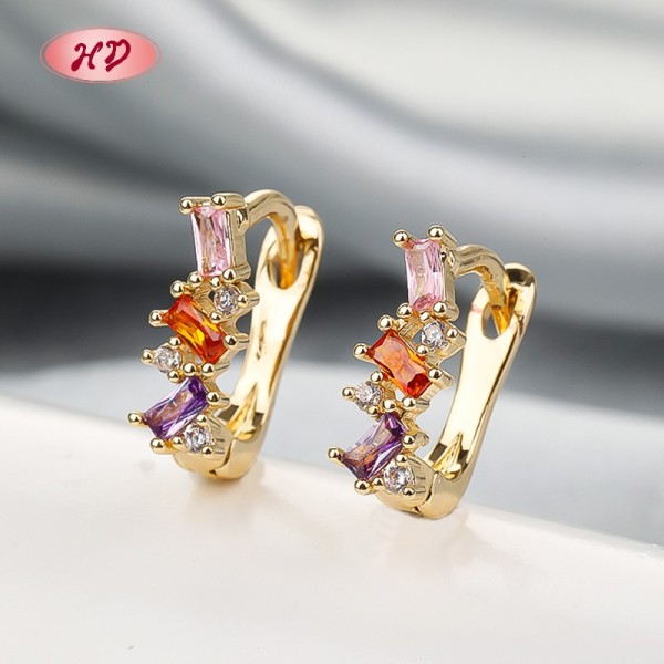 Fashion Jewelry Geometric Earrings | 18k Gold Plated Trendy Claw Setting | Wholesale Luxury Design