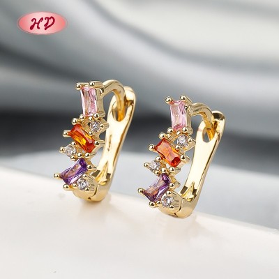 Fashion Jewelry Geometric Earrings |18k Gold Plated Trendy Claw Setting | Wholesale Luxury Design