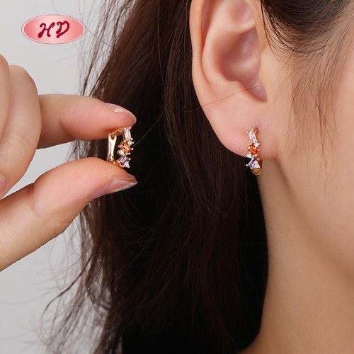 Fashion Jewelry Geometric Earrings |18k Gold Plated Trendy Claw Setting | Wholesale Luxury Design