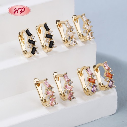 Fashion Jewelry Geometric Earrings |18k Gold Plated Trendy Claw Setting | Wholesale Luxury Design