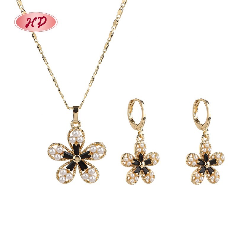 Wholesale Flower Jewelry Set - Black