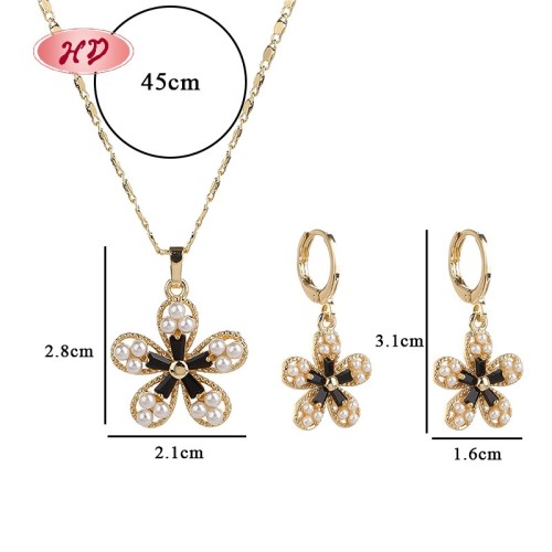 Women's 18k Gold Plated Flower Jewelry Set | Fine Earring and Necklace for Party Casual Occasions