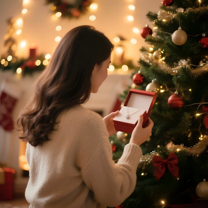 Customers choose Christmas gifts: jewelry