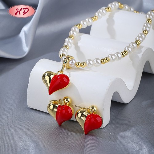 Romantic Heart-shaped 18k Gold-plated Jewelry Set | Wholesale Trendy Fashion Jewelry
