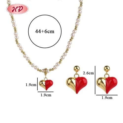 Romantic Heart-shaped 18k Gold-plated Jewelry Set | Wholesale Trendy Fashion Jewelry