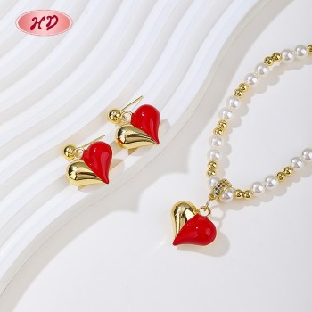 Romantic Heart-shaped 18k Gold-plated Jewelry Set | Wholesale Trendy Fashion Jewelry