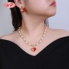 Chic 18k Gold - Plated Heart & Pearl Jewelry Set | Wholesale Trendy Fashion Find