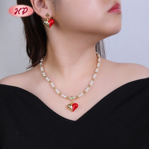 Romantic Heart-shaped 18k Gold-plated Jewelry Set | Wholesale Trendy Fashion Jewelry