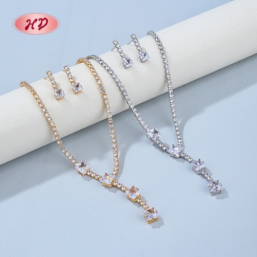 Chic 18k Gold - Plated Square Zircon Jewelry Set | Wholesale Fashion Forward Find
