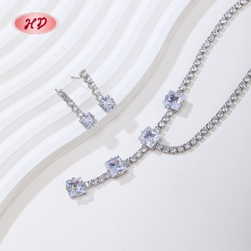 Elegant Square Zircon 18k Gold - Plated Jewelry Set | Wholesale Trendy Fashion Jewelry