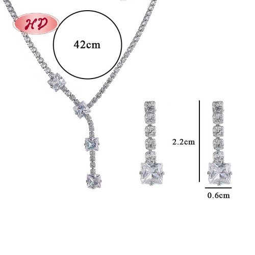 Elegant Square Zircon 18k Gold - Plated Jewelry Set | Wholesale Trendy Fashion Jewelry