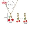 Charming Cherry Zircon 18k Gold - Plated Jewelry Set | Wholesale Fashionable Selection