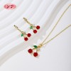 Charming Cherry Zircon 18k Gold - Plated Jewelry Set | Wholesale Fashionable Selection
