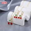Charming Cherry Zircon 18k Gold - Plated Jewelry Set | Wholesale Fashionable Selection