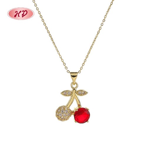 Playful Cherry Zircon 18k Gold - Plated Jewelry Set | Wholesale Fashionable Pick