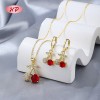 Playful Cherry Zircon 18k Gold - Plated Jewelry Set | Wholesale Fashionable Pick