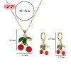 Cute Cherry - Shaped 18k Gold - Plated Jewelry Set | Wholesale Trendy Fashion Jewelry