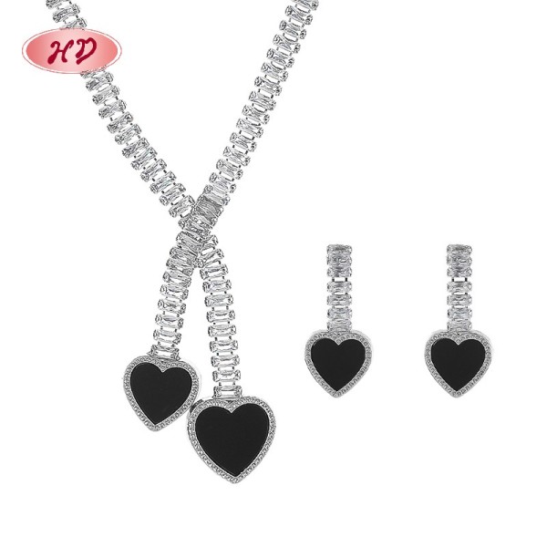 Elegant Heart - Shaped 18k Gold Bridal Jewelry Set | Wholesale Fashion Earring and Neckalce for Mother's Day & Birthday