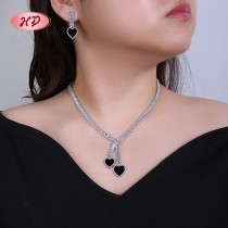 Elegant Heart - Shaped 18k Gold Bridal Jewelry Set | Wholesale Fashion Earring and Neckalce for Mother's Day ＆ Birthday