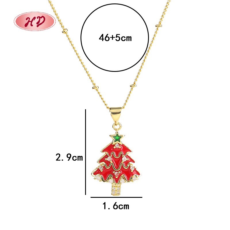 Collar con árbol de Navidad chapado en oro de 18 quilates