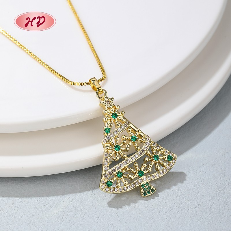 Collar con árbol de Navidad chapado en oro de 18 quilates de Hengdian
