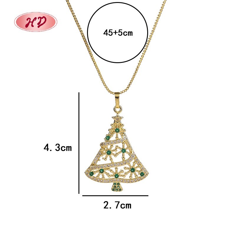 Collar con árbol de Navidad chapado en oro de 18 quilates