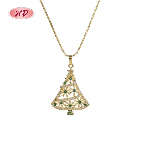 Collar con árbol de Navidad chapado en oro de 18 quilates de Hengdian | joyería festiva y moderna