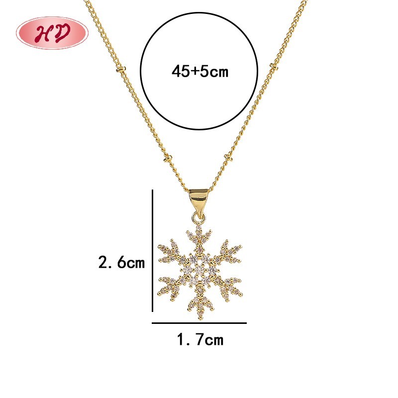 Bisutería Collar con colgante de copo de nieve chapado en oro de 18 quilates