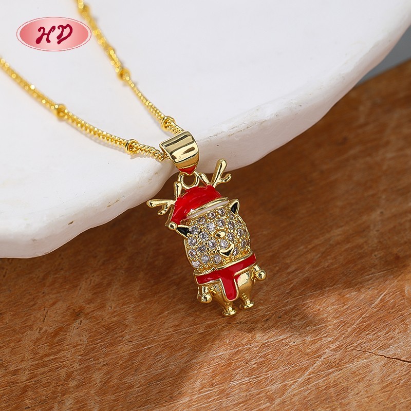 Bisutería Collar con colgante de copo de nieve chapado en oro de 18 quilates