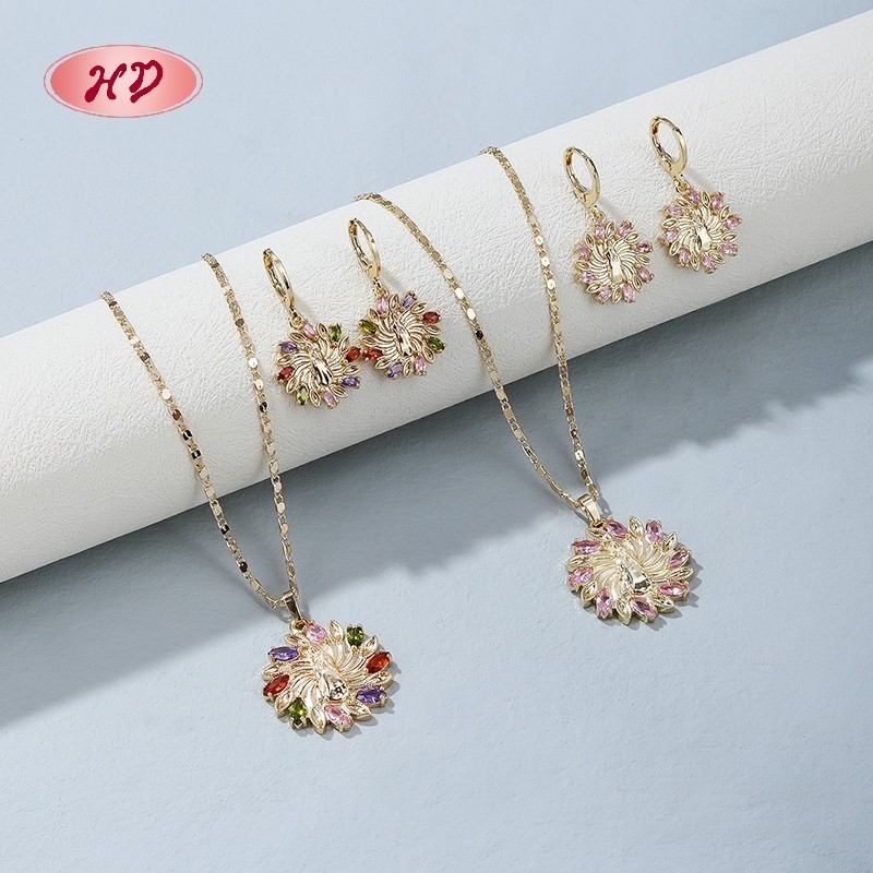 Conjuntos de joyería con flores de moda bañados en oro de 18 quilates