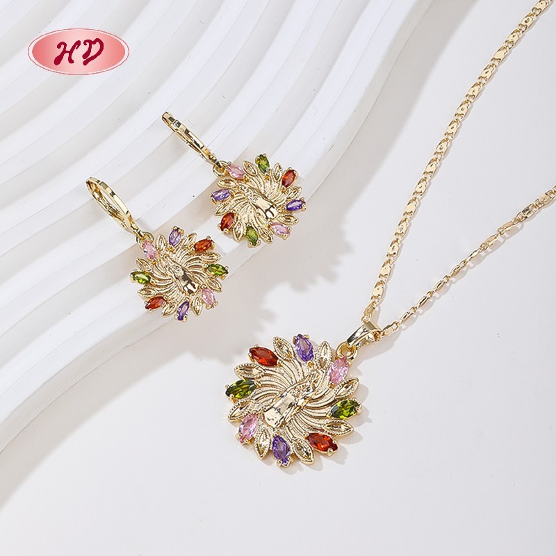 Conjuntos de joyería con flores de moda bañados en oro de 18 quilates