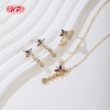 Conjunto de aretes, anillo y collar de mariposa de oro de 18 quilates | Joyería para mujer al por mayor para regalar