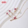 Conjunto de collar y aretes con mariposa bañados en oro de 18 quilates | Joyería retro Hengdian al por mayor para novias