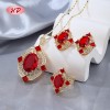 Conjunto de anillo, collar y aretes con gemas rojas en oro de 18 quilates | Joyería Hengdian al por mayor para regalo