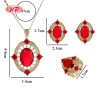 Conjunto de anillo, collar y aretes con gemas rojas en oro de 18 quilates | Joyería Hengdian al por mayor para regalo