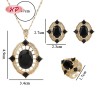 Hermoso conjunto de collar, aretes y anillo negro en oro de 18 quilates | Conjunto de joyería para mujer para uso diario