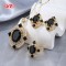 Cute 18K Gold-plated Black Zircon Ring Necklace Earrings Set | Women's Brass Jewelry Set for Daily Accessory